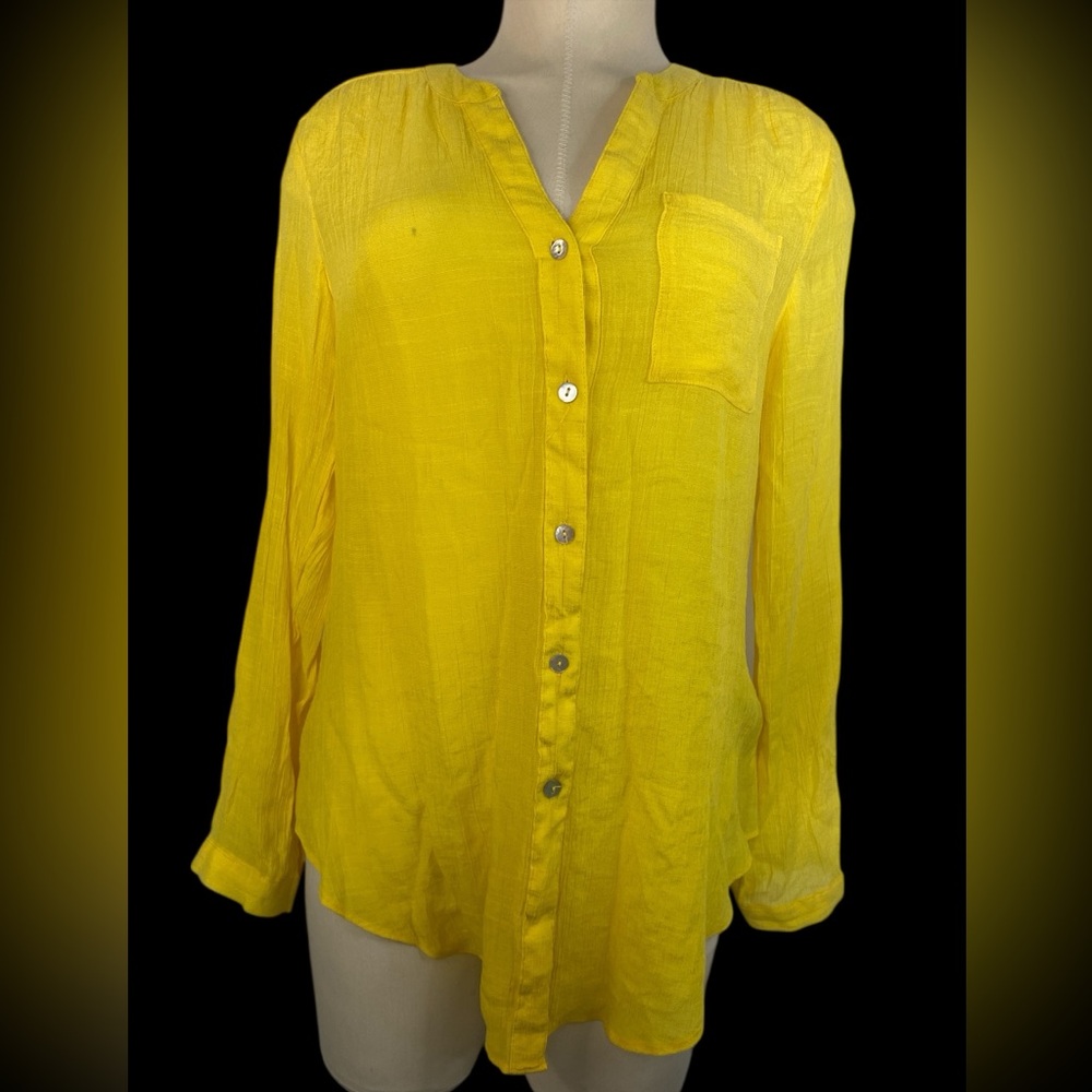 Zac & Rachel Yellow Long Sleeve Button-Up Blouse Women’s Medium